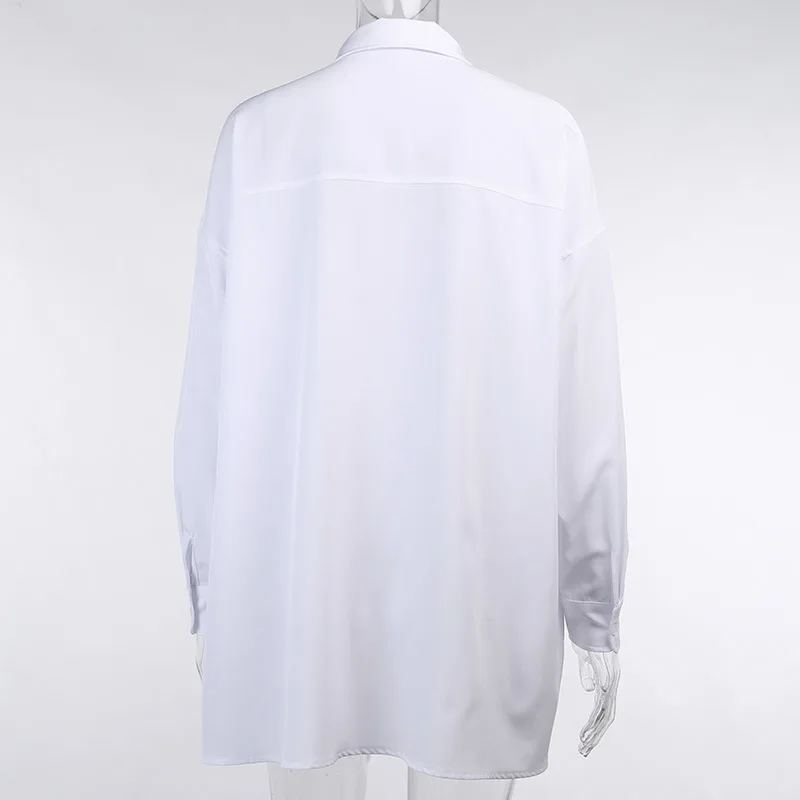 

Casual Basic Oversized White Shirt for Women Fall Winter 2020 Long Sleeve Streetwear Tops Ladies High Street Simple Blouses