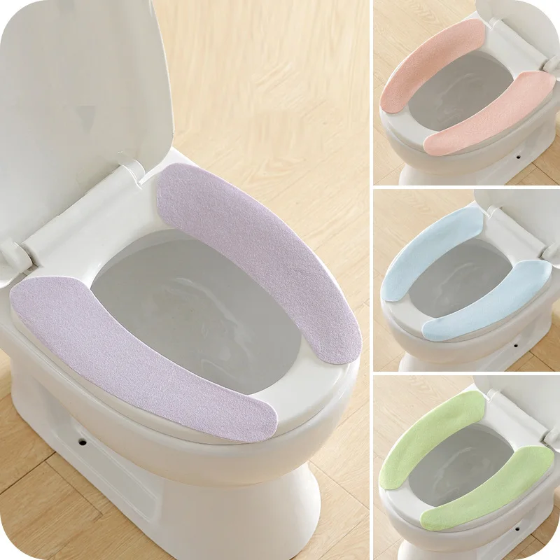 

1 pairs New Washroom Warm Washable Health Sticky Toilet Mat Seat Cover Pad Household Reuseable Soft Toilet Seat Cover