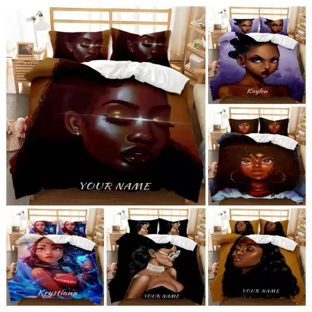 

Fashion African Black Girl Bedding Set Quilt Cover 3d Bedding Digital Printing Large Fashion Design