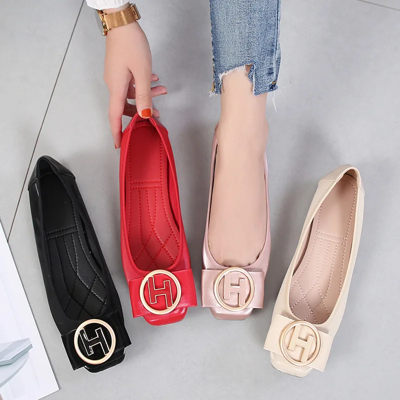 

New 2021 Spring Shoes Women Flats Top Quality Flat Shoes Loafers Square Toe Casual Shoes Ballet Flat Big Size 43 NVDX50