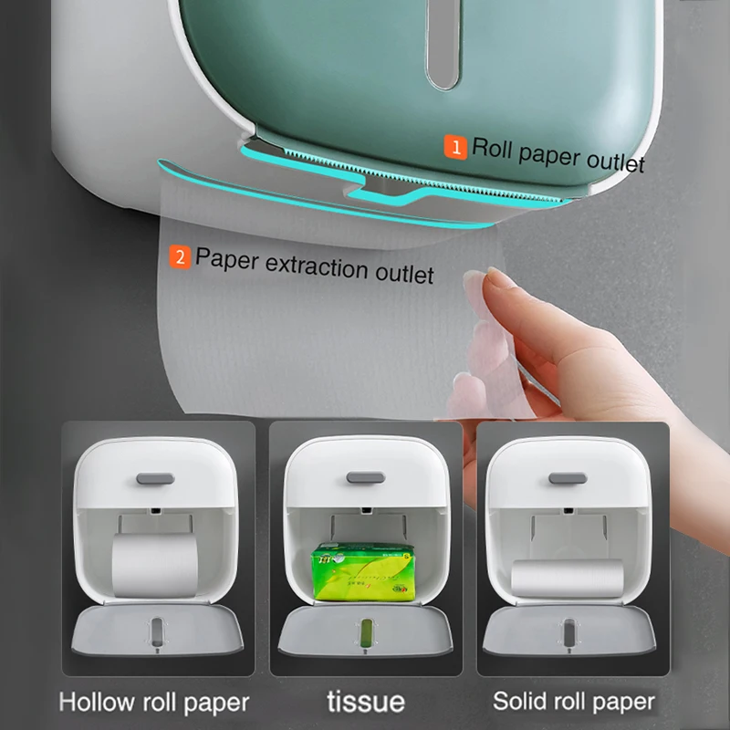 Joybos-caja de pa&ntilde;uelos de ba&ntilde;o, organizador de papel higi&eacute;nico, soporte de Tel&eacute;fono de almacenamiento, prensa abierta, resistente al agua, accesorios de ba&ntilde;o-4