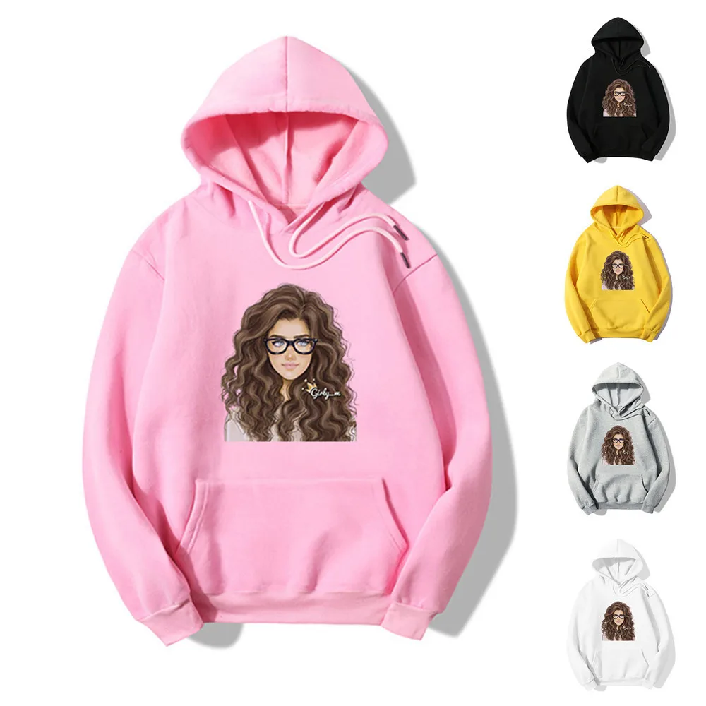 

Женский пуловер с капюшоном и принтом, Повседневная Свободная Толстовка с капюшоном и длинным рукавом, Повседневный пуловер с принтом, верх...