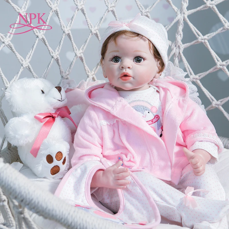 NPK новый дизайн 55 см Pinky Bebe кукла новорожденная девочка в розовом платье комплект