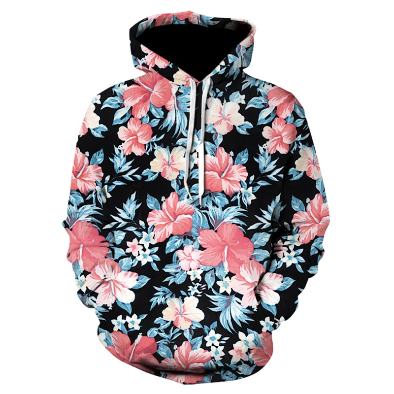 

Roses and flowers blooming 3D hoodie spring and autumn new long-sleeve pocket pullover men and women casual fashion sweatshirt