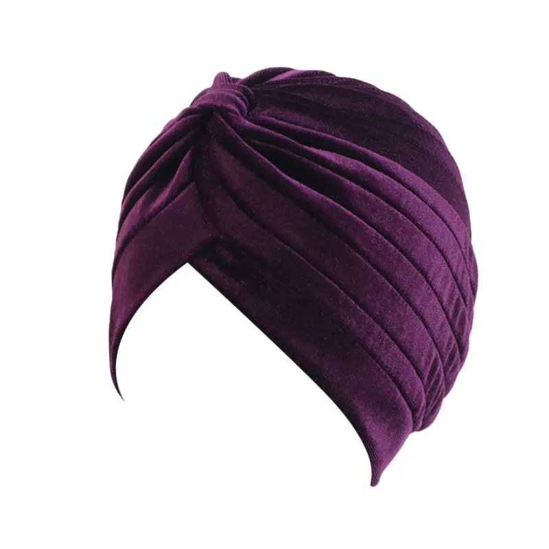 Модная мусульманская хаджиб Женская бархатная Шапка-тюрбан с