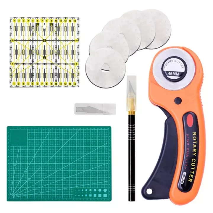 45mm Rotary Cutter And Replacement Blades Fabric Patchwork Leather Crafts Cutting Mat Leather Cutting Tools