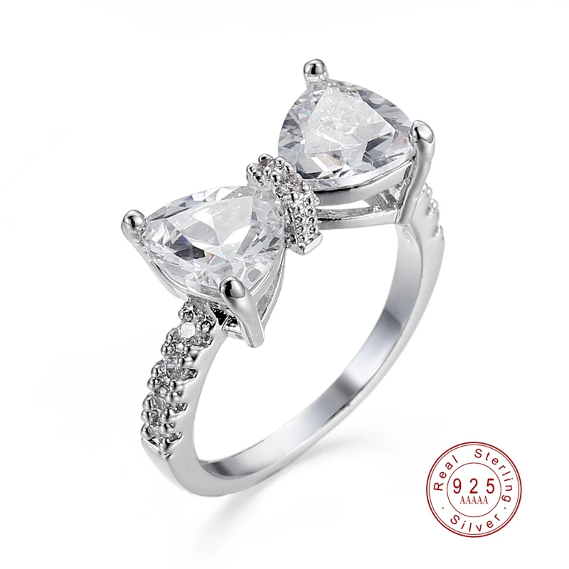 Новое поступление Женское кольцо с милым бантом серебряного цвета украшение