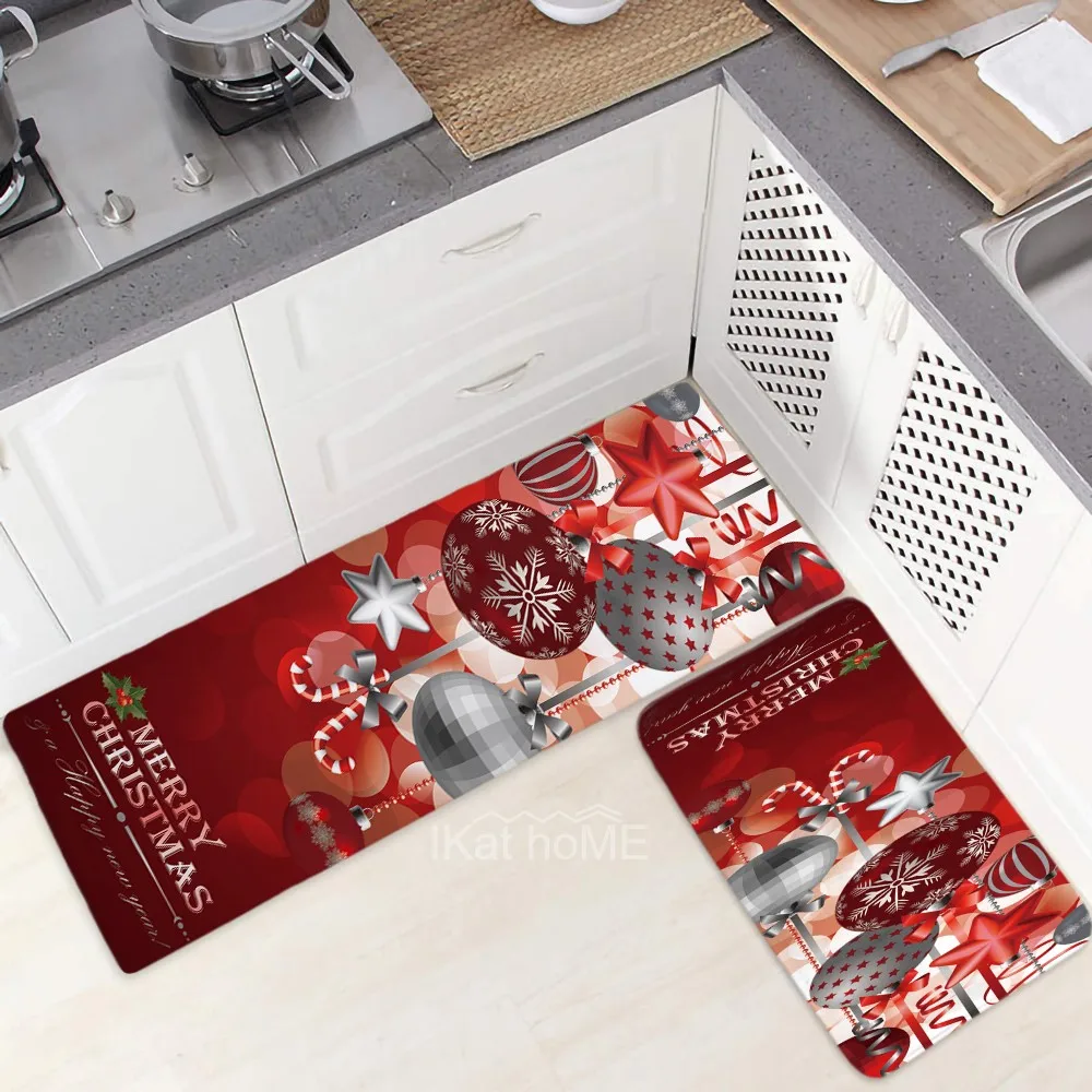

Merry Christmas Kitchen Mat Rectangle Entrance Doormat Bedroom Home Floor Decoration Living Room Carpet Bathroom Anti-Slip Rugs