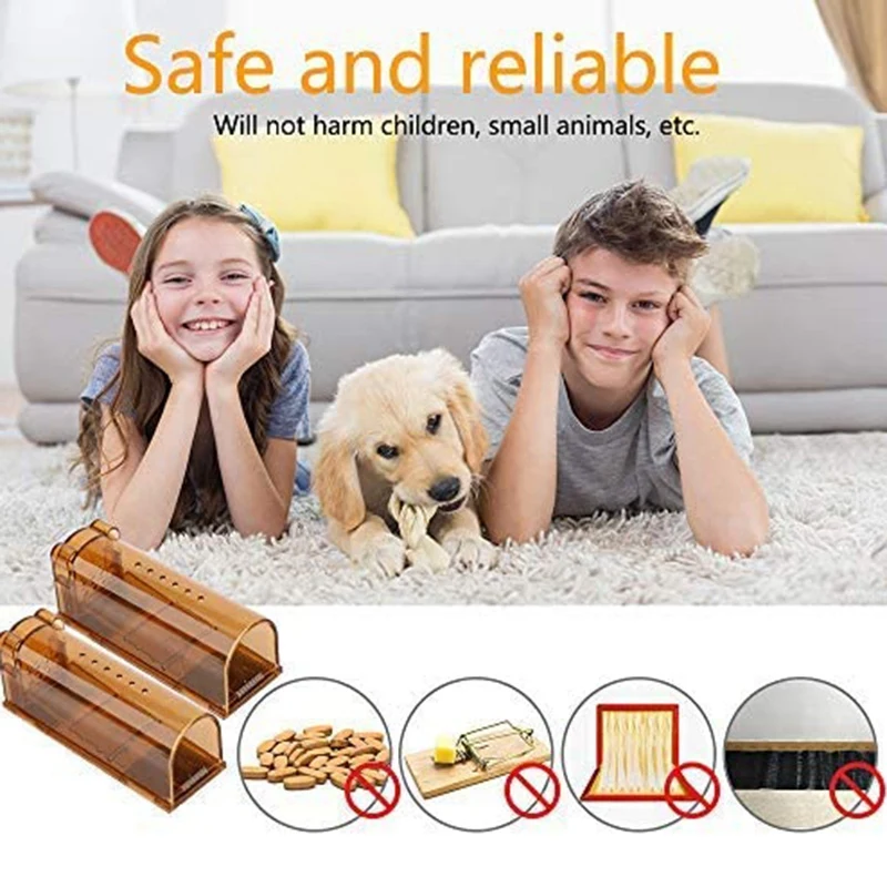 

Humane Mouse Traps,2 Pack Reusable mouse Trap for Indoors Outdoors Rodent Trap Live Mice Catch Cage