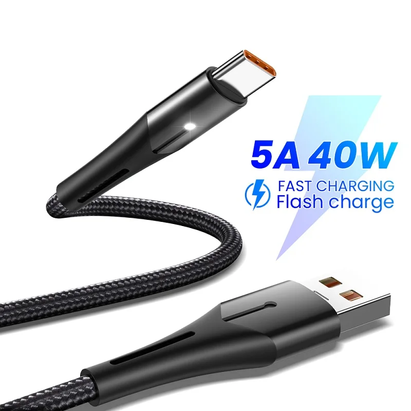 

5A 2m USB Type C Cable Micro USB Fast Charging Mobile Phone Android Charger Type-C Data Cord For Huawei P40 Mate 30 Xiaomi Redmi