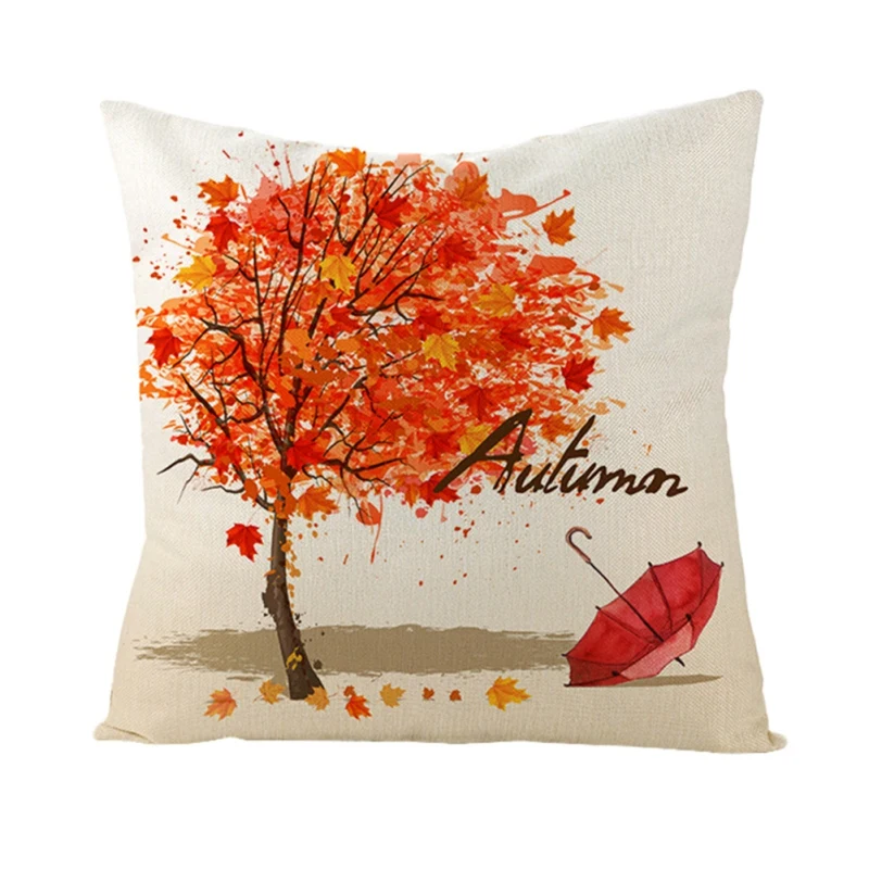 

Thanksgiving Day Decorative Throw Pillow Covers Cushion Case for Farmhouse Home Holiday Decor Geometric Pumpkin Leaf Patterns