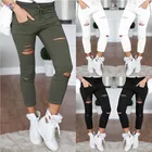 Женские рваные джинсы с завышенной талией, узкие брюки, эластичные брюки-карандаш, леггинсы, женские джинсы, уличная одежда, 2021