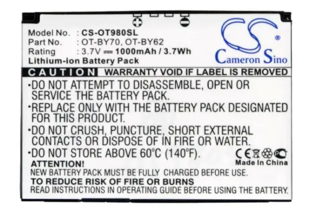 

cameron sino 1000mah battery for ALCATEL One Touch 813D 720 803 Play 813 813F 818 OT-2001 OT-720 OT-803 OT-803 Play OT-813