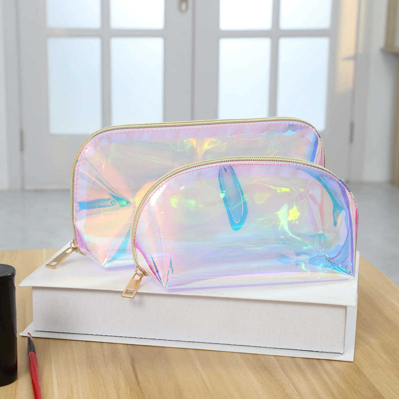 Женская косметичка с лазерной печатью цветной водонепроницаемый Органайзер из