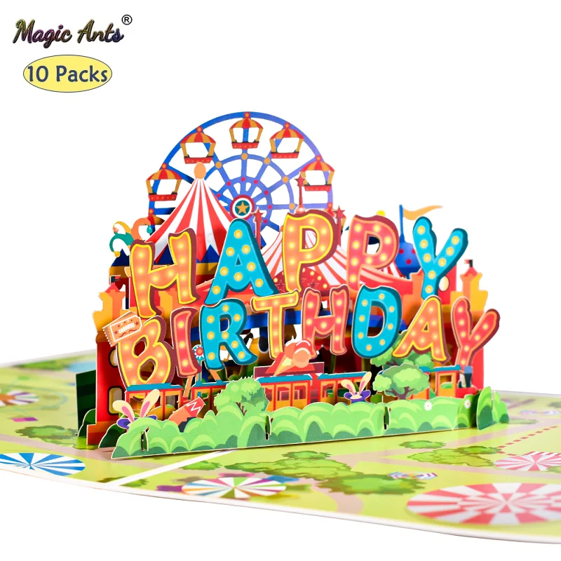 

10 Pack Birthday Card 3D Greeting Pop Up Cards for Kids Baby Shower Party Supplies