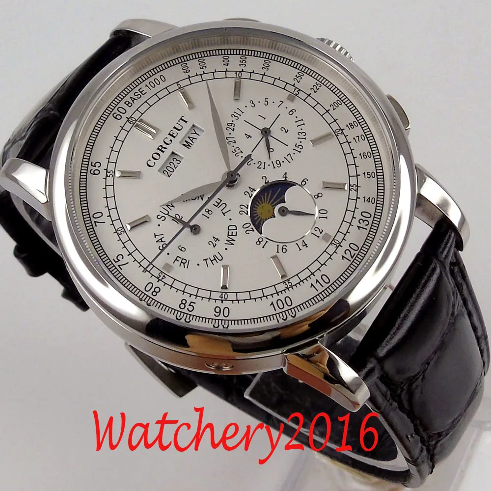 

Luxury 42mm CORGEUT Moon Phase Date week Automatic Movement men's Wristwatches