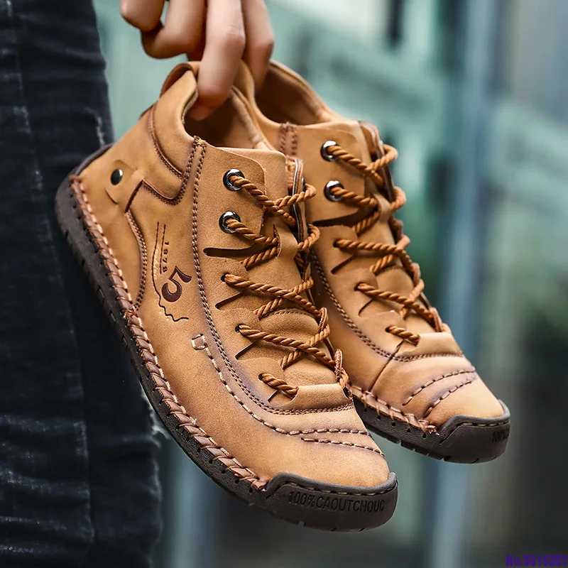 

Fashion Men Leather Boots Men's Warm Fur Snow Boots Winter Shoes High Quality Split Leather Comfortable Ankle Men Warm Boots 48