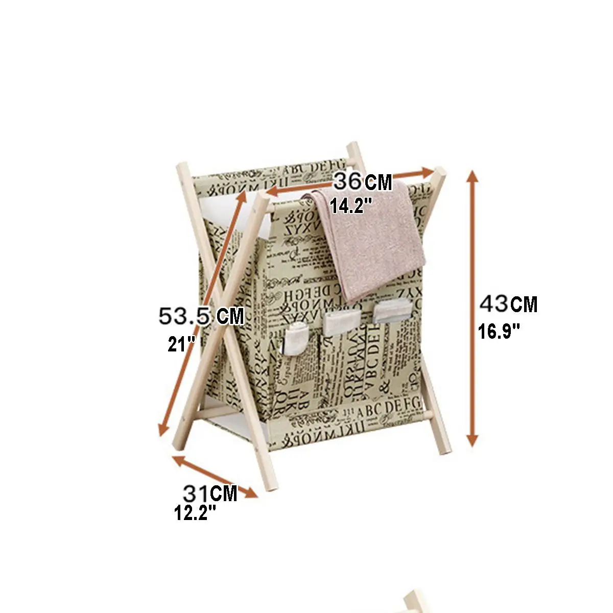 

Wooden Durable High Capacity Storage Basket Portable Foldable Laundry Hampers Thick Cotton Linen Baby Toys Dirty Clothes Basket