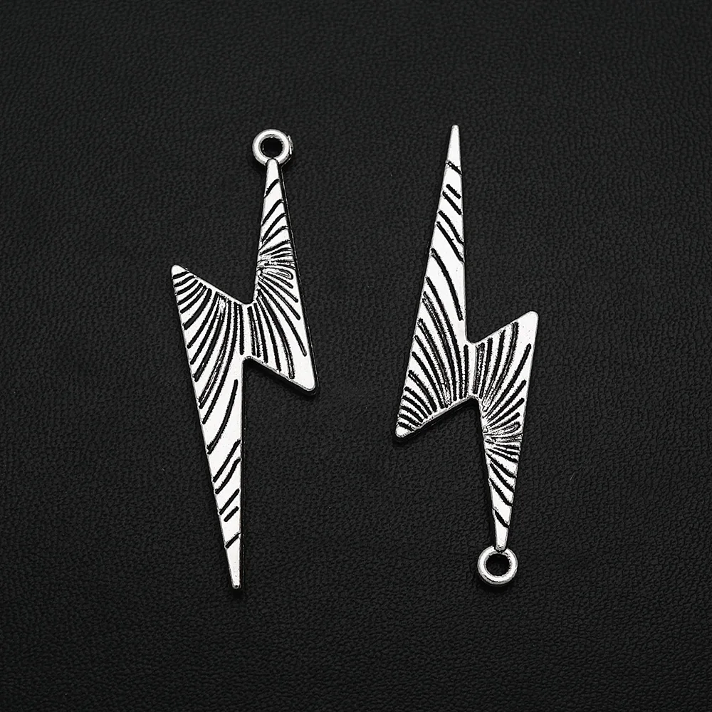 6 шт./лот Античные серебряные подвески с изображением грозы и дождя 16x50 мм для создания украшений и браслетов.