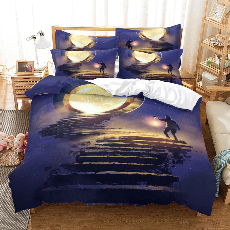 Комплект постельного белья Moon Night Moonlight с 3D принтом красивые фотографии королева