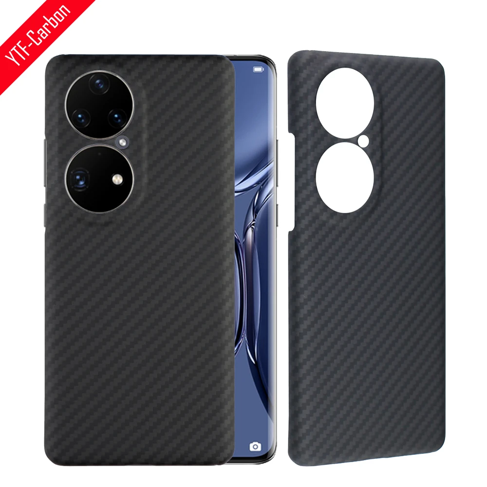 Cena Ytf-carbon Naprawdę Carbon Fibre Case Dla HUAWEI P50 Pro Ultra-cienki Anti-drop Aramid Fibre Huawei P50 Telefon Komórkowy Twarda Okładka