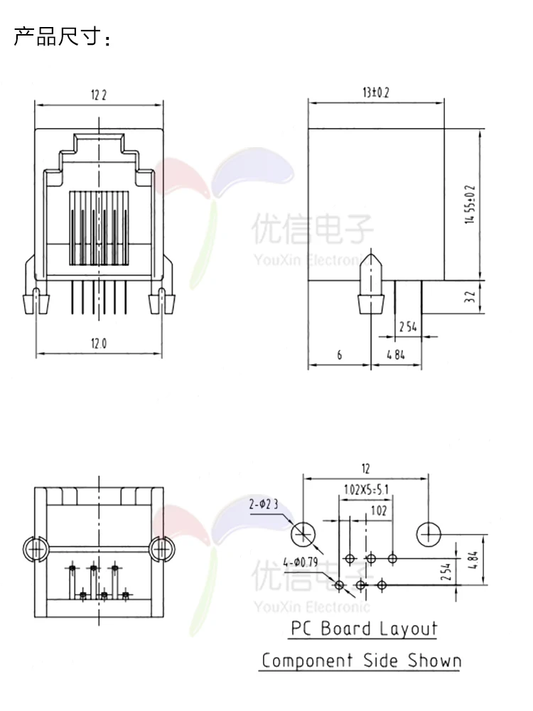 10 шт. RJ12 6P6C RJ11 PCB крепление телефон модульный разъем интерфейс Кристалл гнездо телефон для разъем Jack