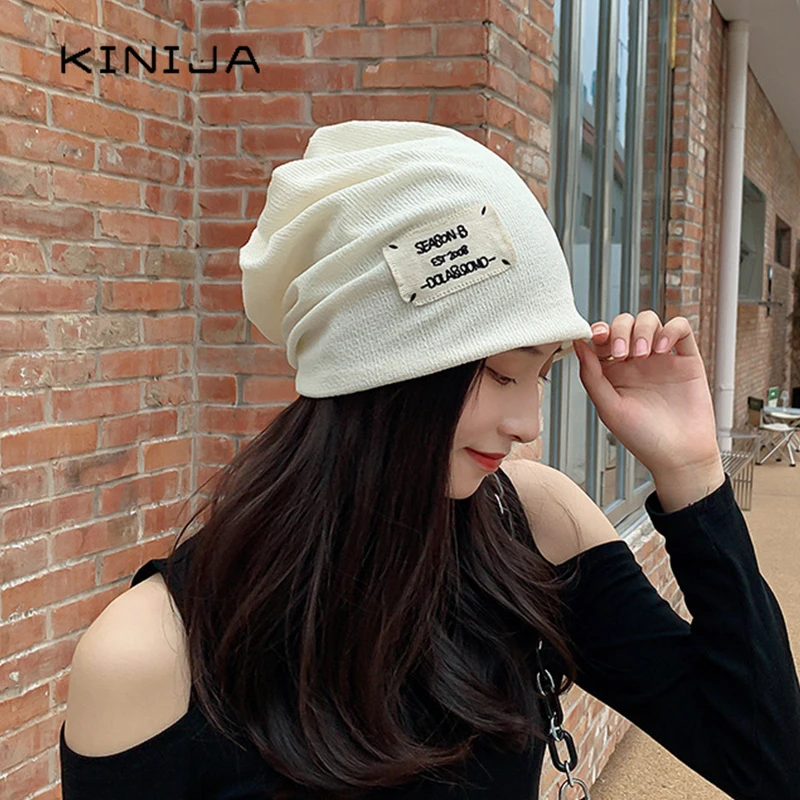 

2021 autumn new Pile cap women street ins warm solid knit hat girls label fashion beanies Casual Bonnets Unisex Rasta Caps