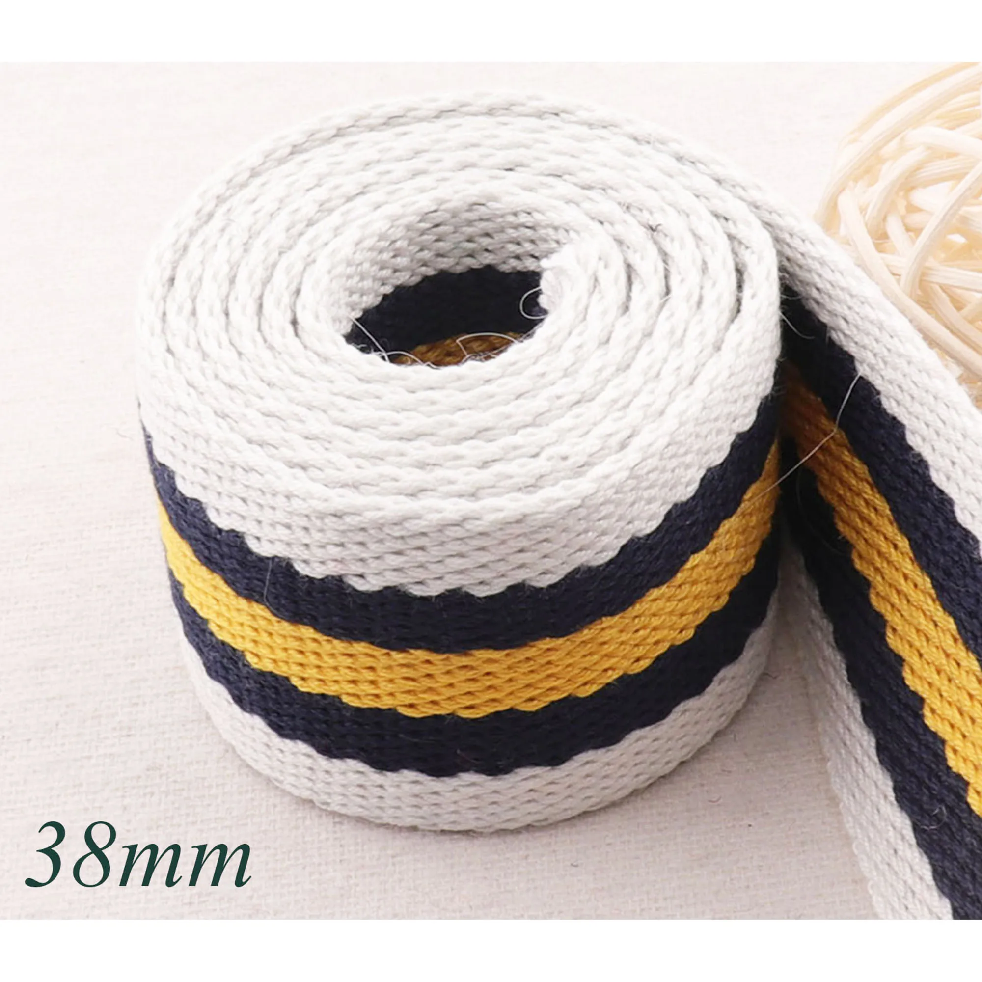 Саржевая лента в белую чёрную оранжевую полоску 1 1/2 дюйма|Тесьма| |