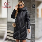 HaiLuoZi 2021 женская зимняя куртка, новинка, Женское пальто, Толстая Теплая Повседневная Верхняя одежда с капюшоном, Женская Модная парка с помпоном, 96