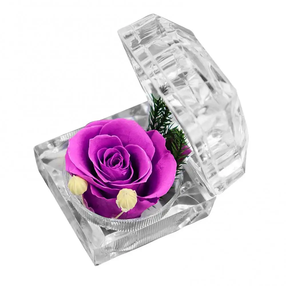 

40%HOT Preserved Rose Flower Ring Box Wedding Engagement Jewelry Display Holder Gift
