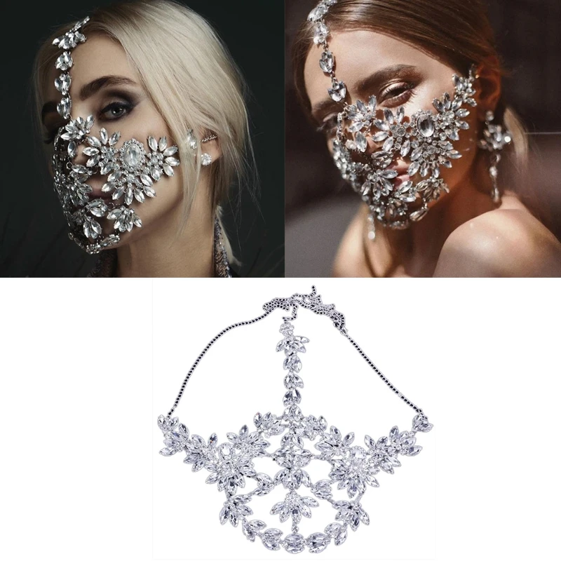 Блестящая Маска для лица стразы Хрустальная Маскарадная маска украшение головы