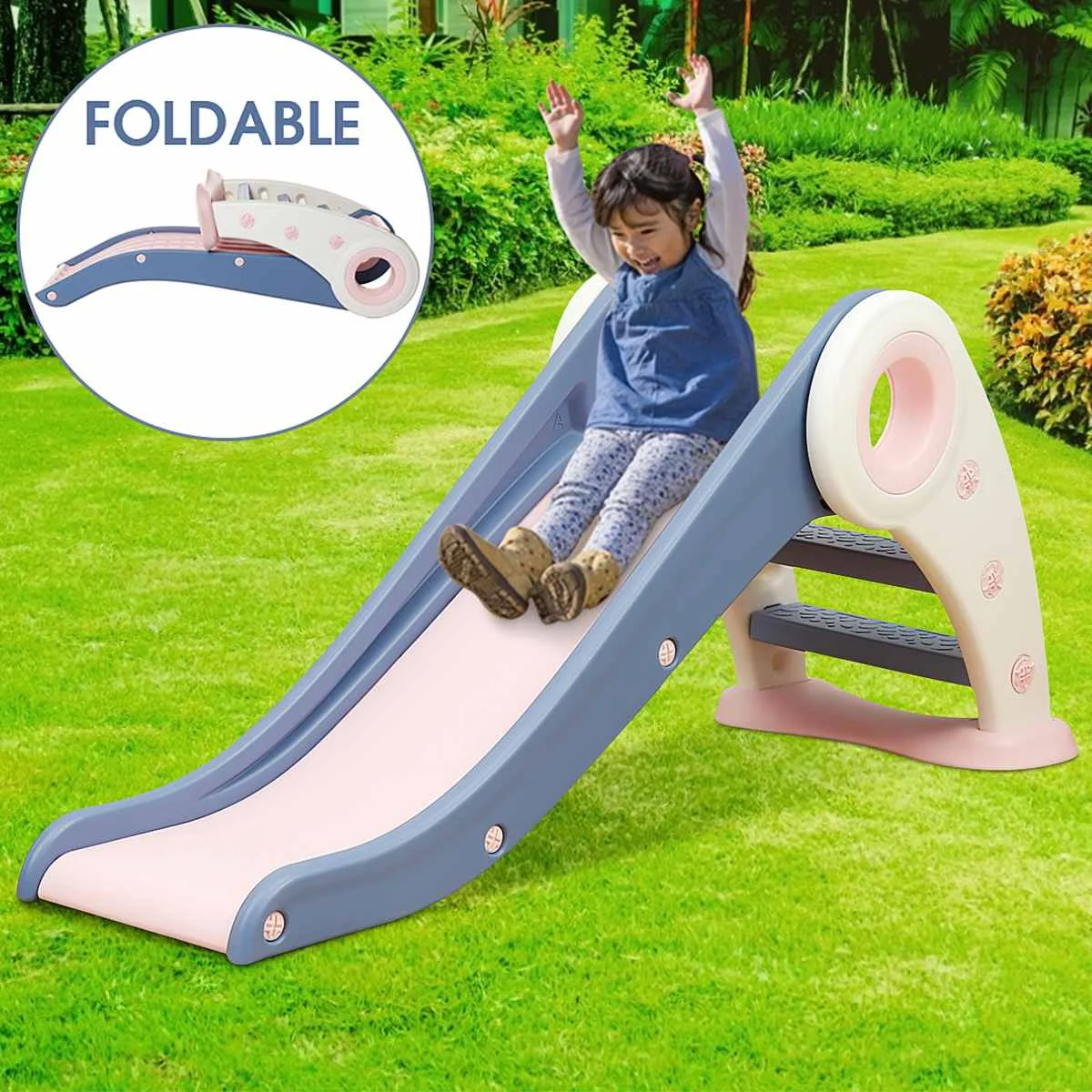 

Foldable Children's Toddler Climber Slide With Easy Climb Stairs toddler Small Amusement Park Toys Baby Toys 125x56x33cm