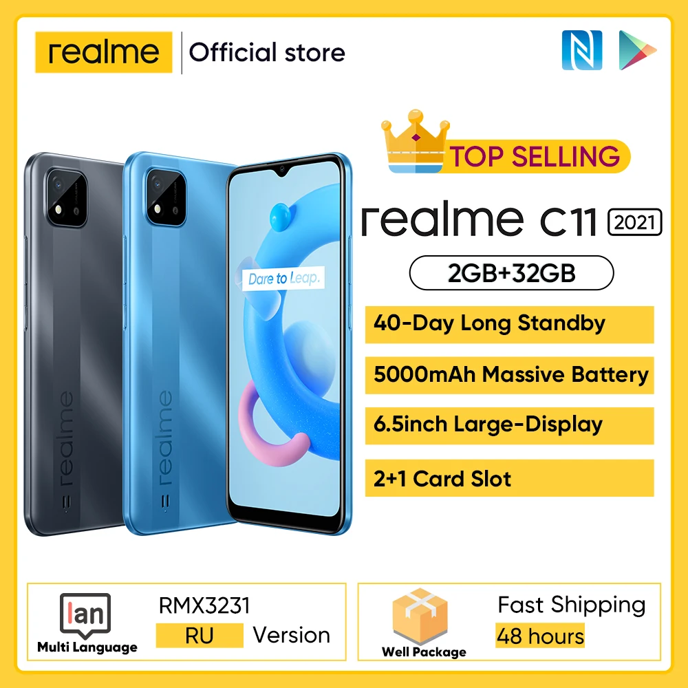 [Мировая премьера в наличии] realme C11 2021 NFC глобальной Русская версия 2 Гб