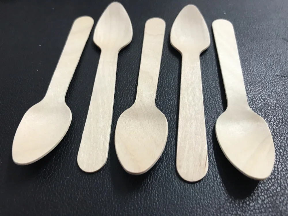 100pcs Disposable Healthy new wooden cake spoon Smooth Natural Ice Cream Spoons Dessert kid spoon for Yogurt mini small spoon