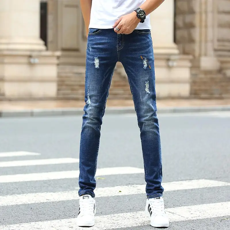 

Men Fashion Hip Hop Skinny Jeans Ripped High Street Jeans for Men Casual Stretch Patchwork Straight Pants Plus Size