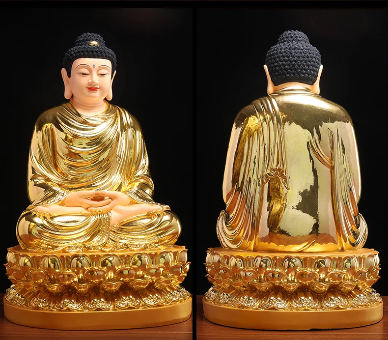 

2021 High grade Home family temple bless safety health bring GOOD luck Almighty God Sakyamuni Amitabha buddha golden statue