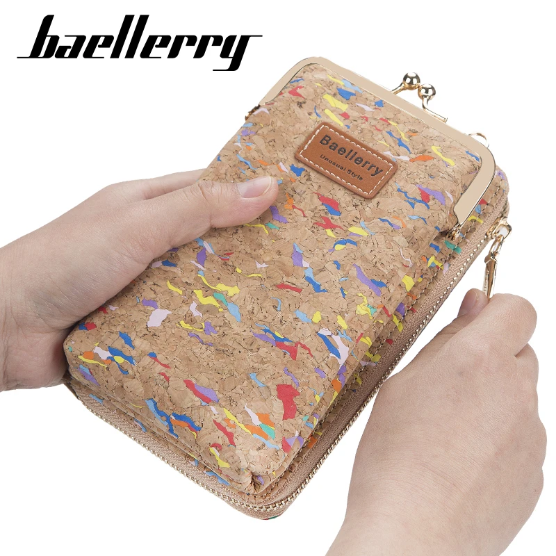 

2022 New Fashion Women Wallets Wood Grain Chain Long Top Quality Card Holder Classic Female Purse Zipper Brand Wallet For Women