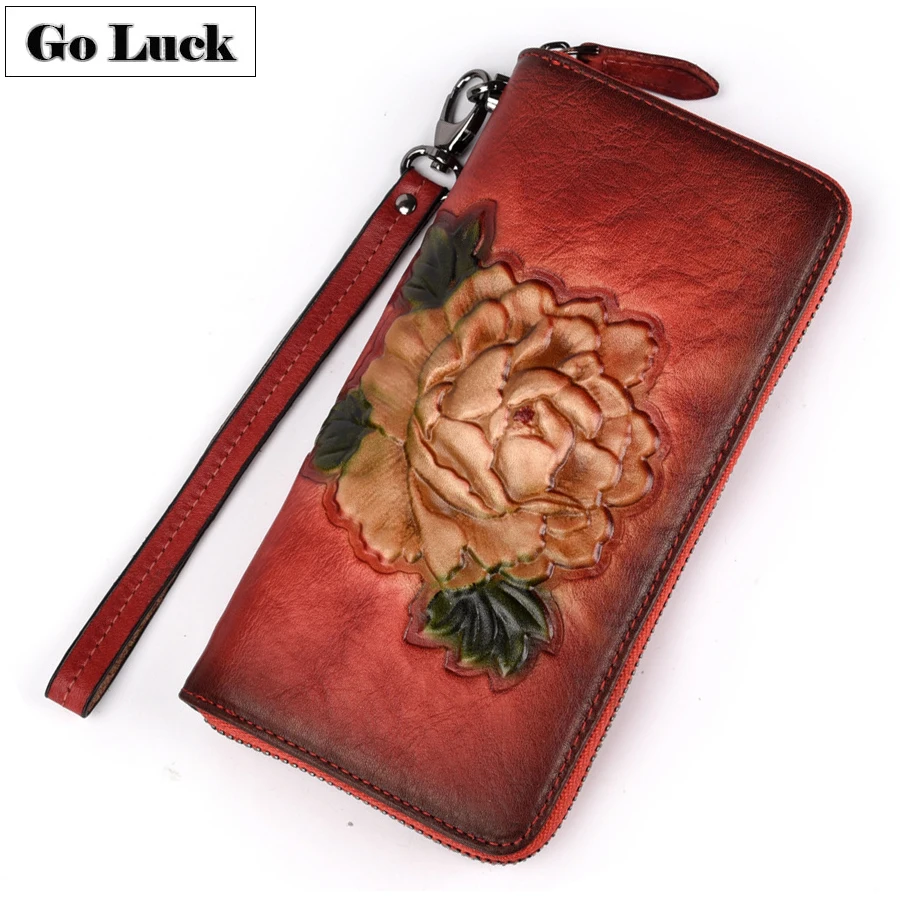 Бренд GO-LUCK, натуральная кожа, Женский Чехол для мобильного телефона, чехол для карт, браслет, кошелек, женский клатч, дамская сумочка для карт, кошелек
