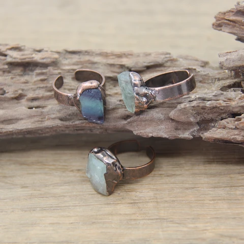 Регулируемые кольца из меди с флюоритом и кварцем