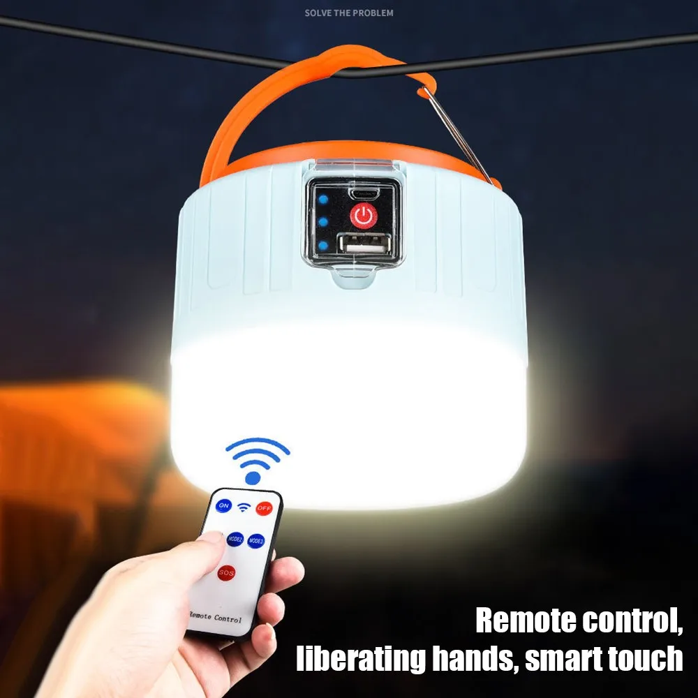 

LED Emergency Bulb Solar Waterproof Lamp Household Power Outage Remote Controller Phone Charge Mobile Night Market Light Outdoor