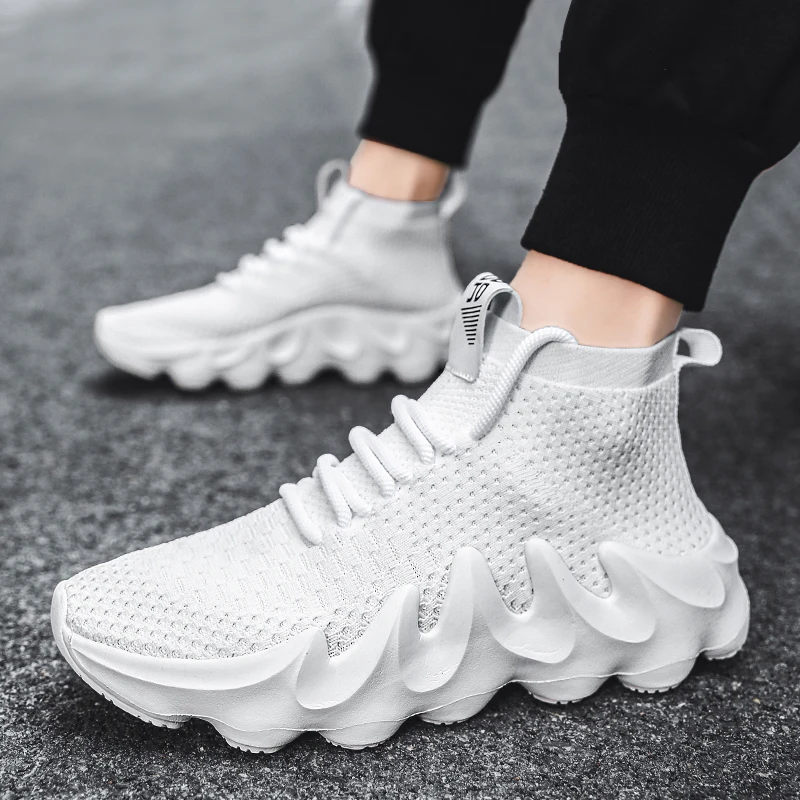 

Кроссовки Mannen Новый Loopschoenen Mannen Ademende сетки Gebreide сок кроссовки Lichtgewicht Toevallige Witte Sportschoenen