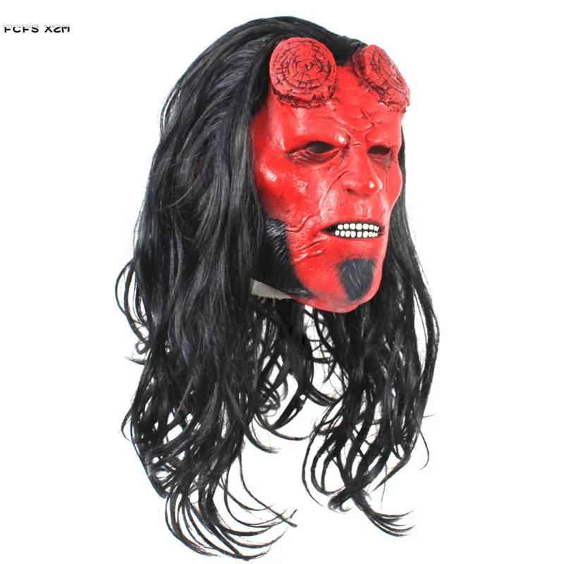 

Латексные мужские головные уборы Hellboy, реквизит для косплея, маска Hellboy на Хэллоуин, карнавал, Пурим парад, ночной клуб, ролевые игры, вечерин...
