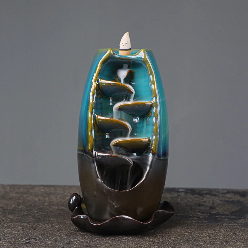 

Ceramic Waterfall Backflow Incense Burner Incense Holder for Home Decor Aromatherapy Ornament