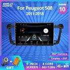 Автомагнитола 2DIN, Android 9,0, мультимедийный видеоплеер, навигация GPS для Peugeot 508 2011-2018, головное устройство с рамкой, поддержка SWC