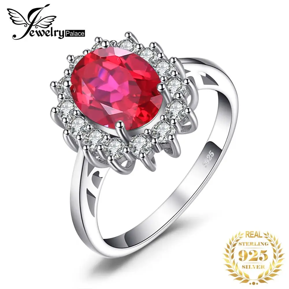 Jewelrypalace Принцесса Диана Уильям Кейт Миддлтон 3.2ct создан красный рубин Обручение 925 Серебряное кольцо обручальное кольцо