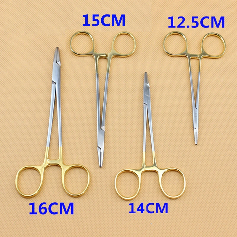 Dental Needle Holder Pliers TC Head German Reusable Stainless Steel Gold Plated Handle Orthodontic Forceps Surgical Instrument