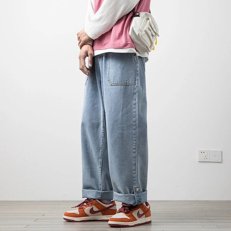 Mens Clothing Autumn Straight Tube Trouser Leg Pants Couples  Leisure Pure Color College Streets Package Mail Office 2021