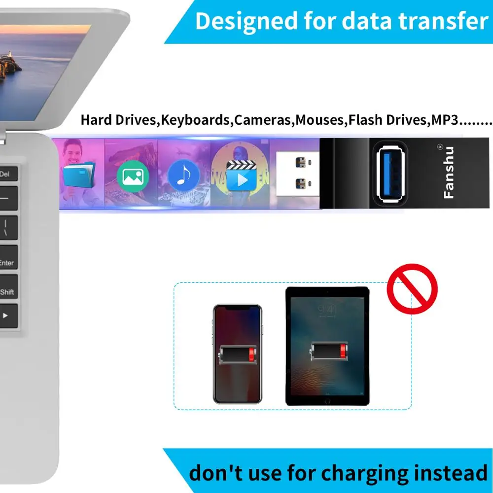 Мини концентратор Fanshu USB 3 0 с портами для передачи данных совместимый компьютером