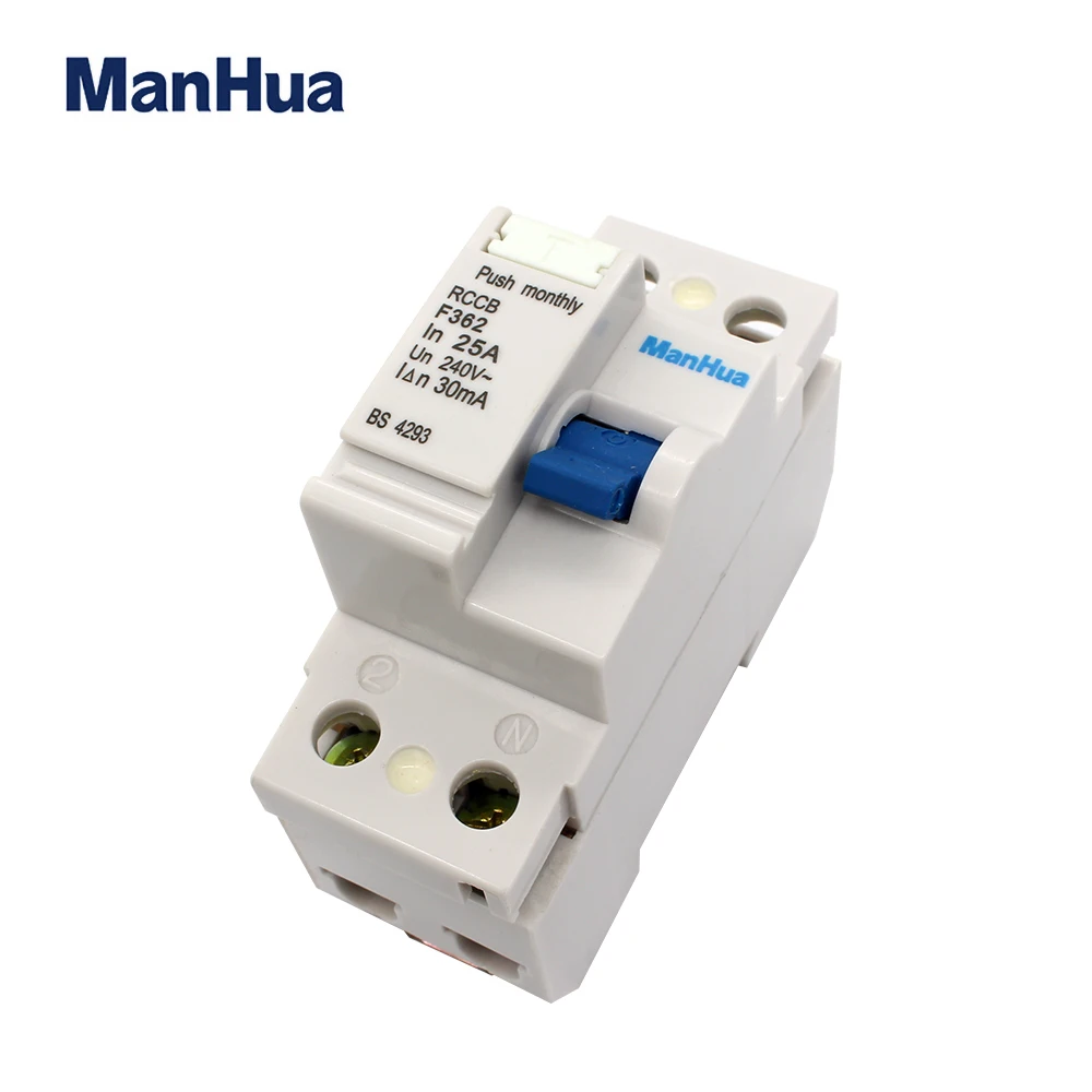 ManHua F362 25A 240VAC 30mA 2P выключатель остаточного тока Электрическая защита от утечки |