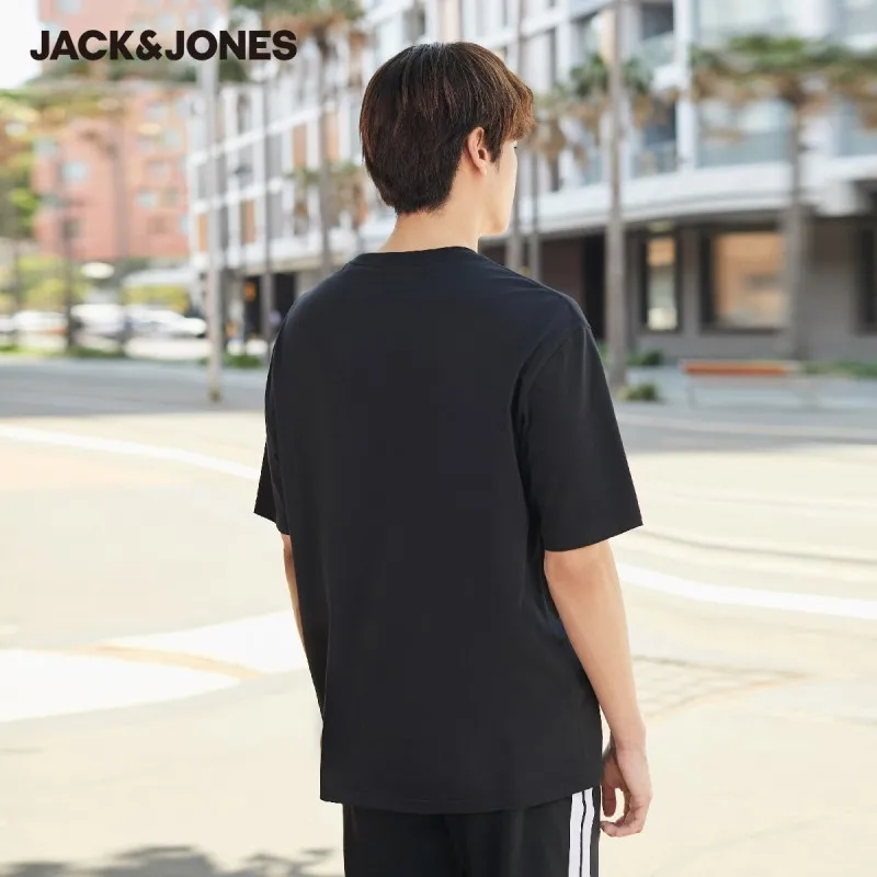 JackJones Men's 100% Cotton Round Neckline Short-sleeved T-shirt| 220101585 | Мужская одежда